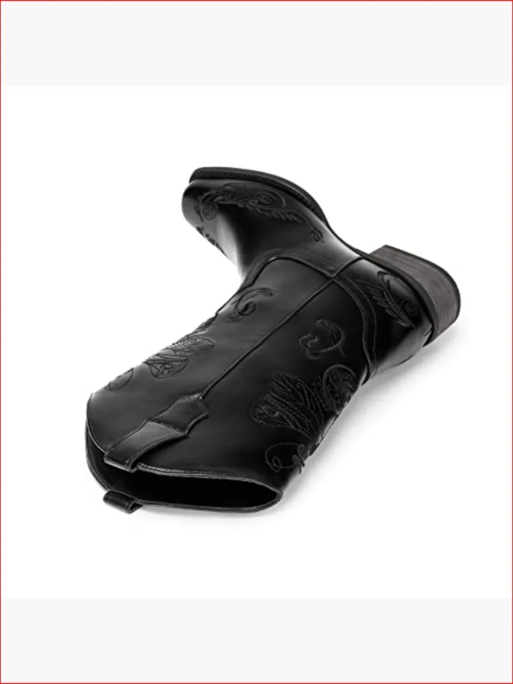 Women's Square Toe Cowboy Boots Pull On Low Chunky Heel Mid Calf - Picture 5 of 7